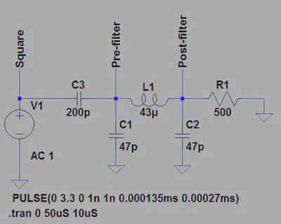 ltspice circuit for a sine wave filter