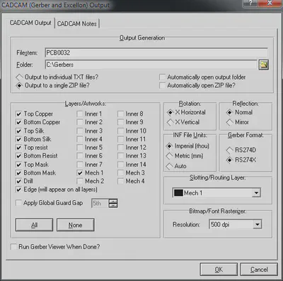ARES output settings