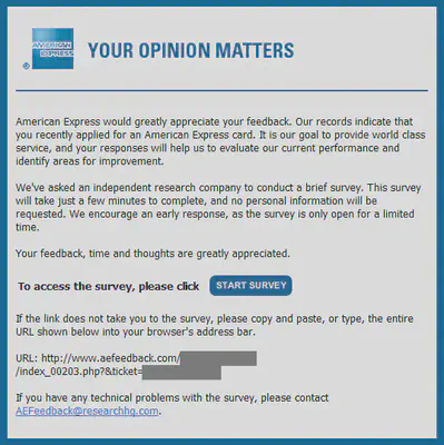 Amex survey email