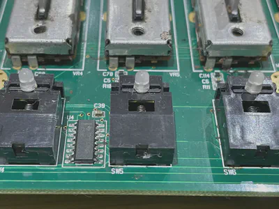 A picture of a circuit board with tobacco and other contaminants removed